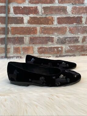 Vintage Beverly Feldman Frankie and Baby Beaded Velvet Poodle Flats, Size 8M